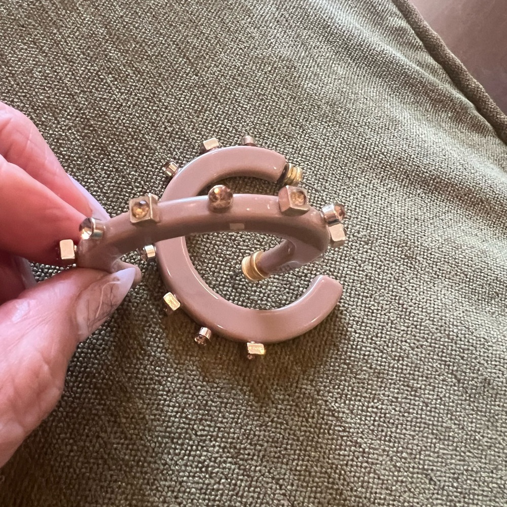 Taupe Studded Hoop Earrings